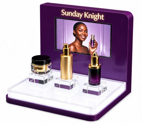 Luxury Lighted Acrylic Counter Display for Skincare Cosmetics