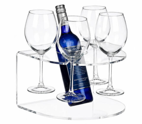 Custom Clear Acrylic Wine Bottle Glass Holder Stand