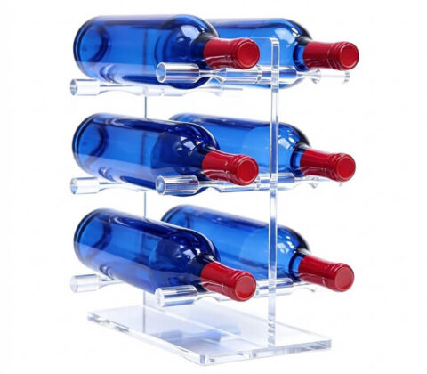 Weinregal aus klarem Acryl für 6 Flaschen, für die Arbeitsplatte