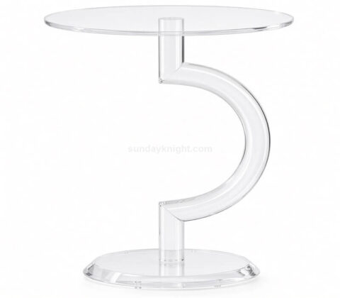 Beistelltisch aus kristallklarem Acryl mit S-förmiger Form