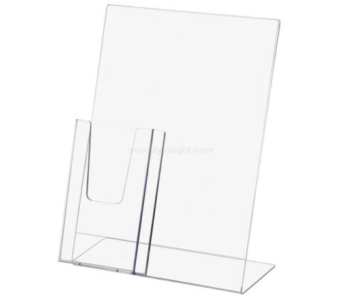 Transparenter Acryl-Schilderhalter mit Prospekttasche
