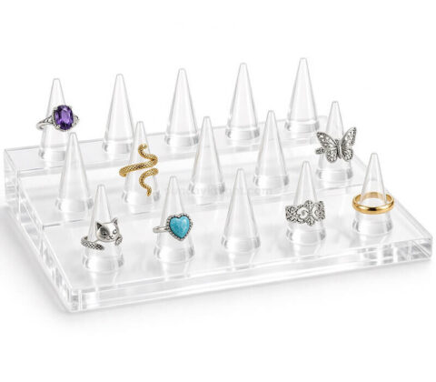 Ständer für Ringe aus transparentem Acryl in Kegelform