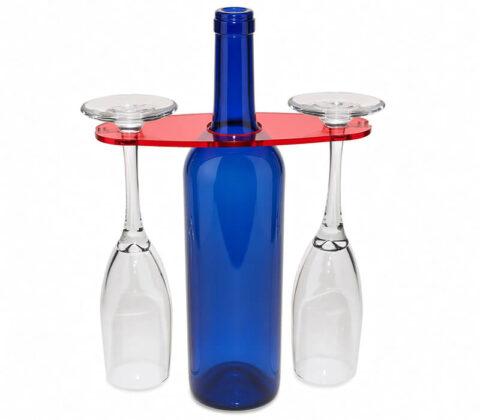 Custom Wine Glass Acrylic Holder for Wine Bottle