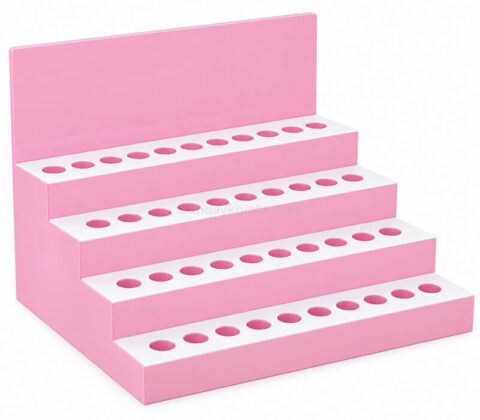 Maßgefertigtes, mehrstufiges Lippenstift-Regal in Rosa und Weiß